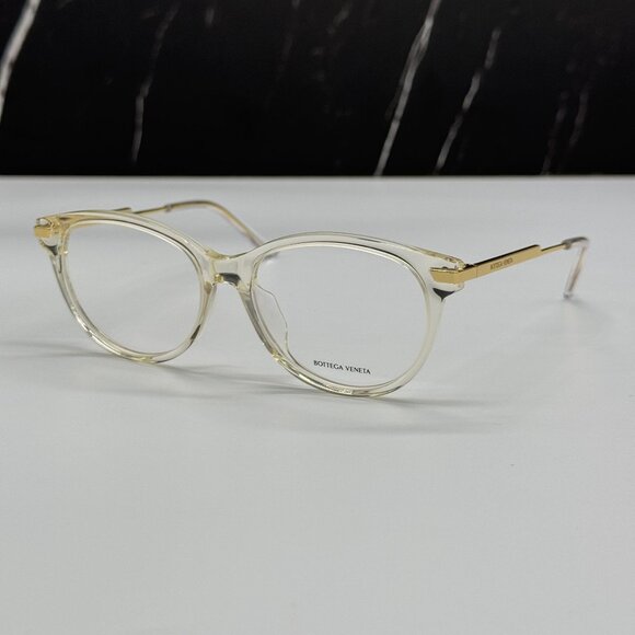 NEW BOTTEGA VENETA BV1039O 003 BEIGE TRANSPSRENT WOMEN EYEGLASSES - Picture 2 of 10